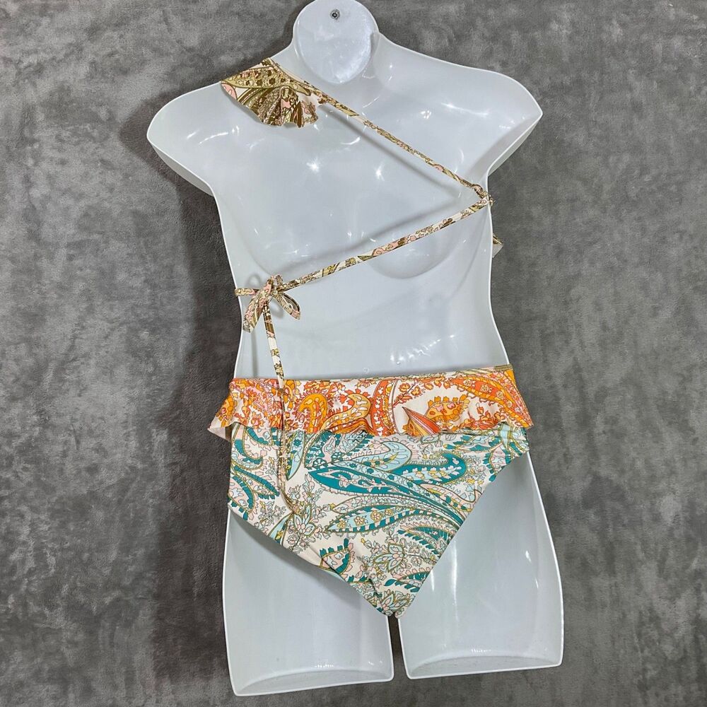 One-Shoulder Cut-Out One-Piece Swimsuit women’s size Large paisley multicolors - Picture 2 of 6